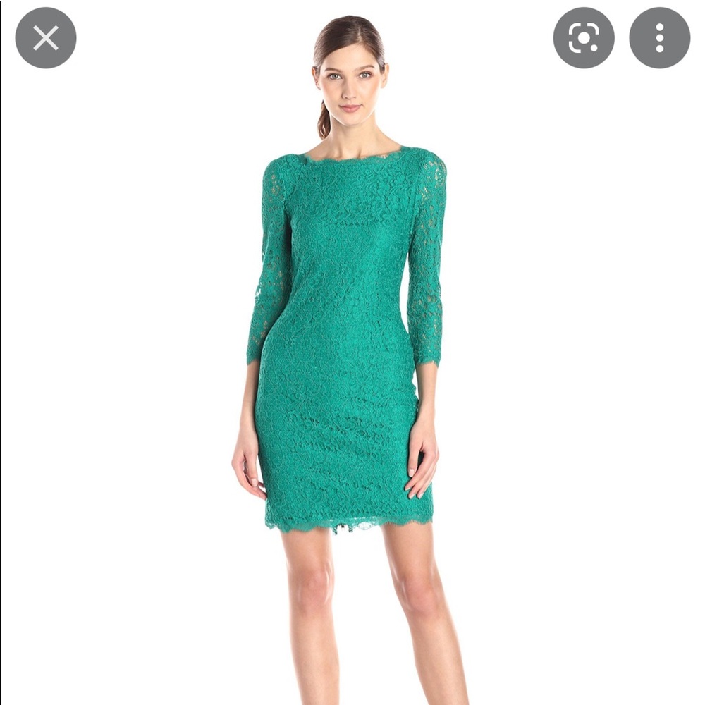 Adriana Papell Green Lace Dress
